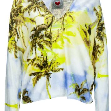 FROGBOX Oversize Strickpullover mit Palmen