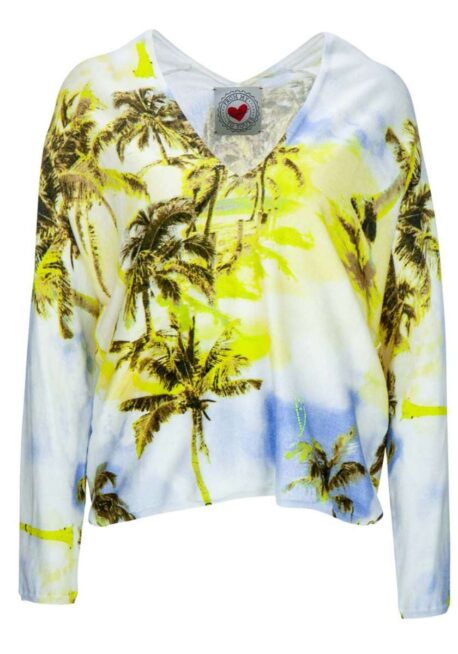 FROGBOX Oversize Strickpullover mit Palmen