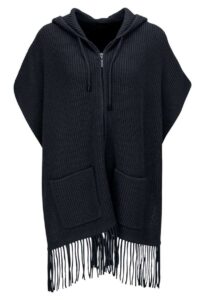 PRINCESS GOES HOLLYWOOD Merino-Poncho mit Fransen nero