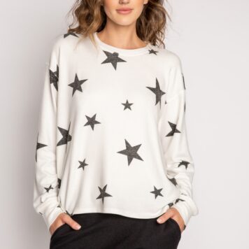 P.J. SALVAGE Longsleeve Sterne schwarz-weiss