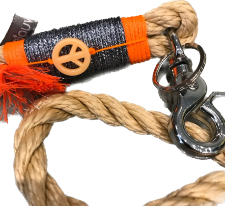DIE TAUWERKSTATT Keyholder lang Natur-Orange Silber