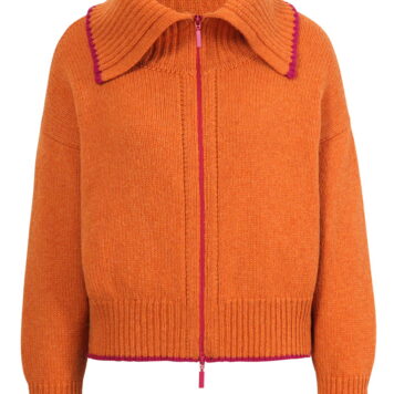 Ivko Women Unifarbene Strickjacke mit Rollkragen orange