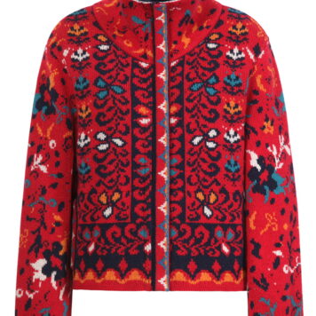 Ivko Women Rollkragenjacke Floralmuster rot