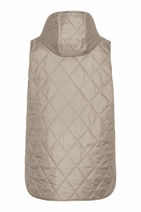 ILSE JACOBSEN Quilted Long Vest greige