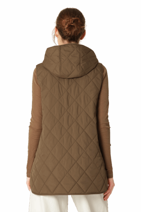 ILSE JACOBSEN Quilted Long Vest nut