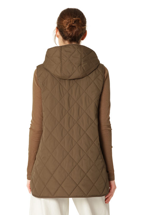 ILSE JACOBSEN Quilted Long Vest nut