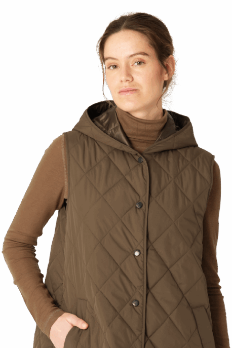 ILSE JACOBSEN Quilted Long Vest nut