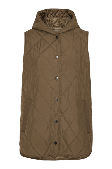ILSE JACOBSEN Quilted Long Vest nut
