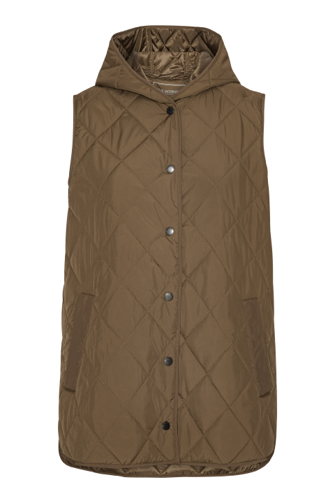 ILSE JACOBSEN Quilted Long Vest nut