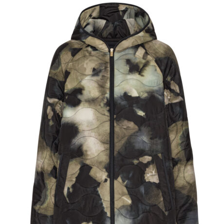 ILSE JACOBSEN Long Quilt Jacket hood moss