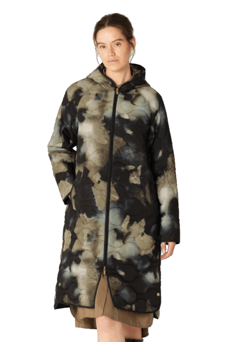 ILSE JACOBSEN Long Quilt Jacket hood moss
