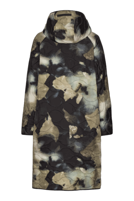 ILSE JACOBSEN Long Quilt Jacket hood moss