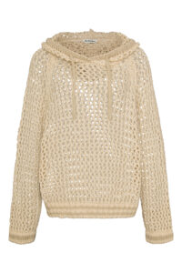 liv bergen crochet plain beige hoodie