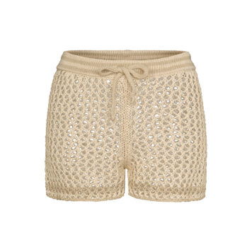 liv bergen crochet shorts plain beige