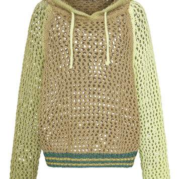 liv bergen crochet tricolor oliv hoodie