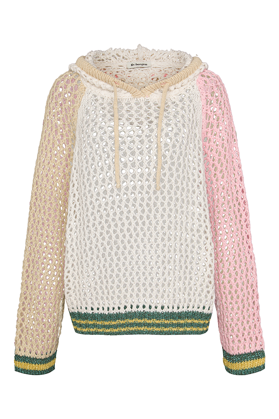 liv bergen crochet tricolor rose hoodie